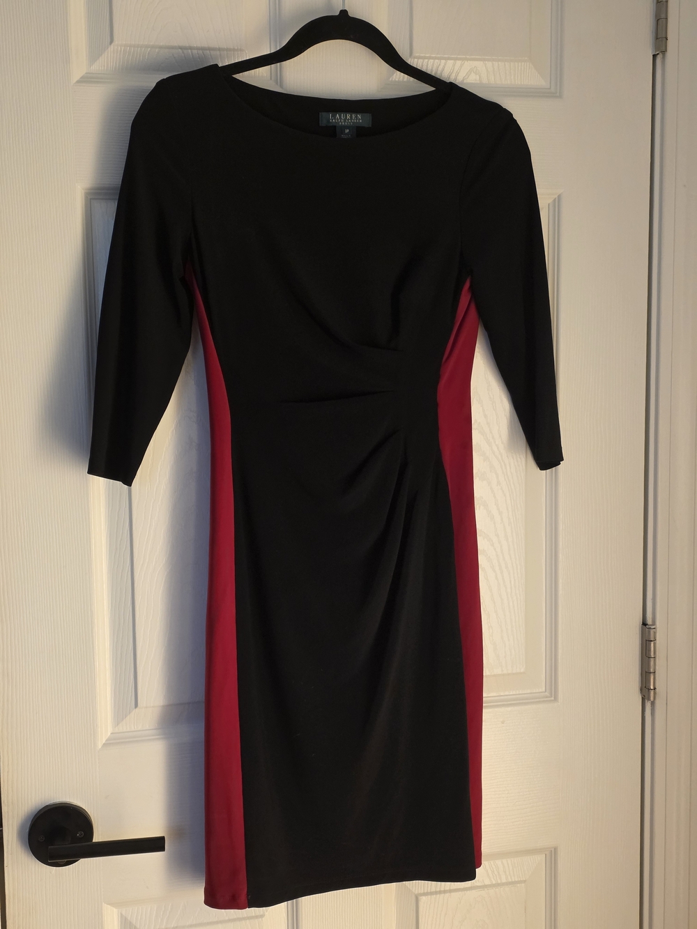 Lauren - Ralph Lauren Black Dress with Burgundy Side Panels